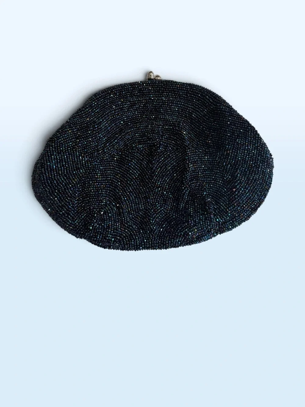 Hand Crafted In Belgium Navy Beaded Evening Clutch